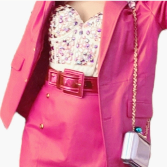 Dresses & Skirts - NWT Barbie Pink Leather Skirt Suit